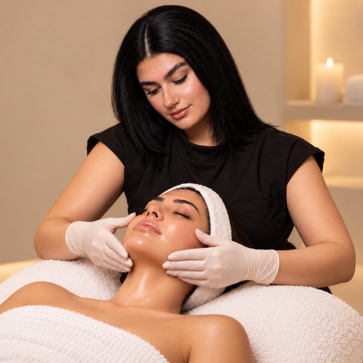 Hamsa giving a LuxeLift Facial